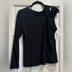 Halogen One Sleeve  Shirt Blouse Black Size Large NWT